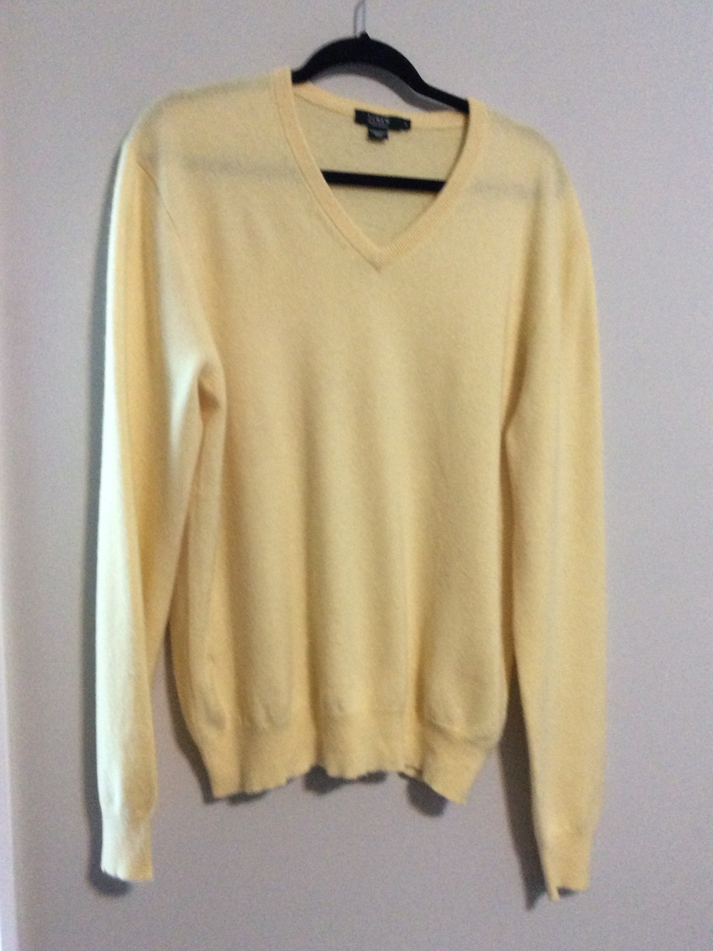 J. Crew Italian Cashmere V-Neck Sweater in Yellow Sz M Men